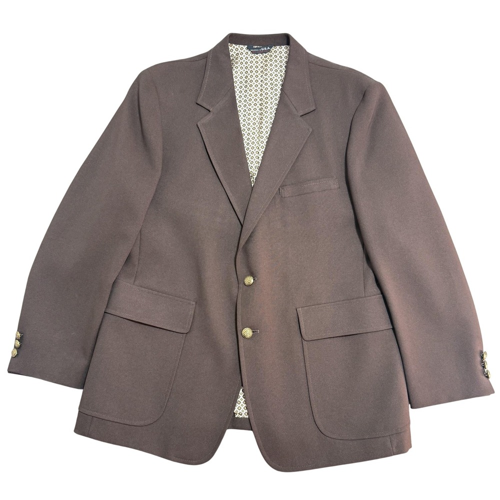 Vintage Royal Craft Blazer Mens 42S Brown‎ Sport Coat Made USA Classic 70s